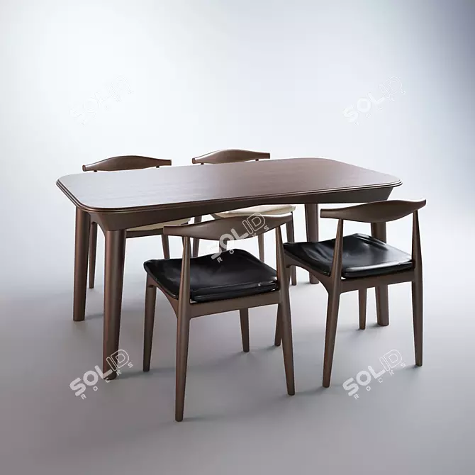 Chinese Desk and Chair Set 3D model image 1
