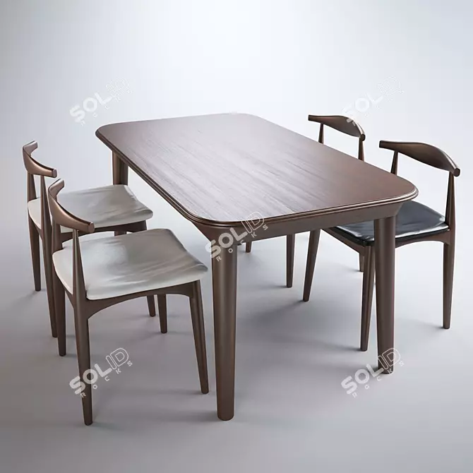 Chinese Desk and Chair Set 3D model image 2