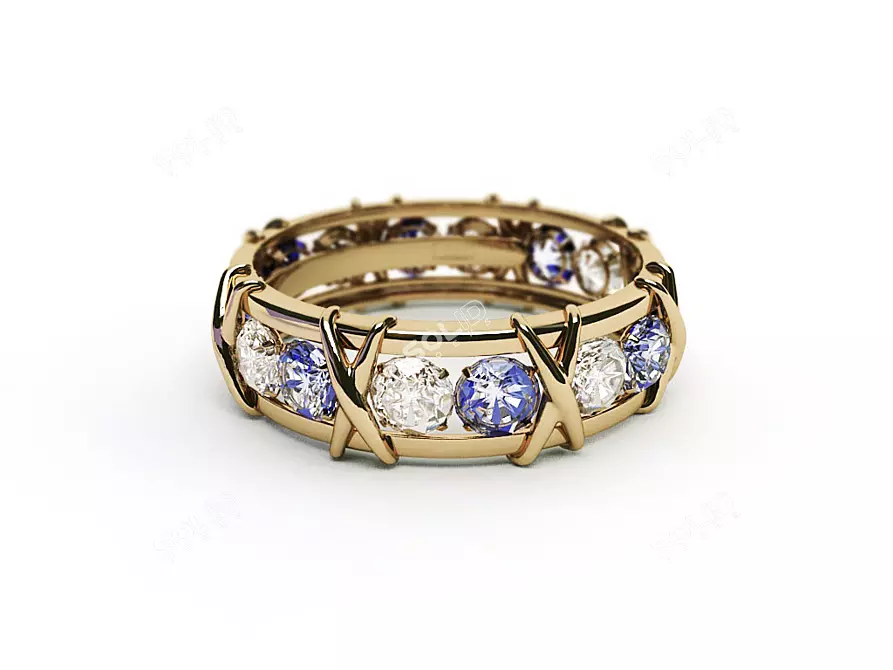 Eternal Love Sapphire Diamond Ring 3D model image 1