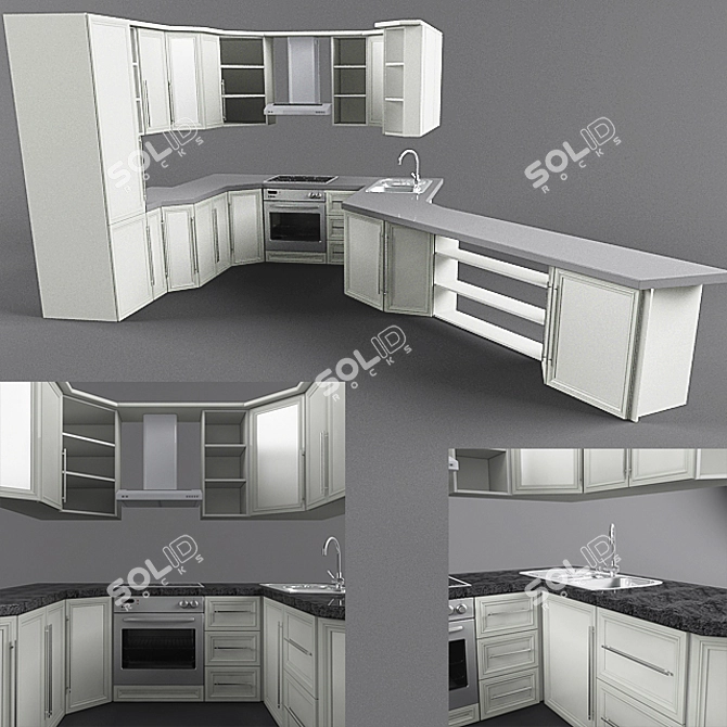 Modern Kitchen Set 3D model image 1