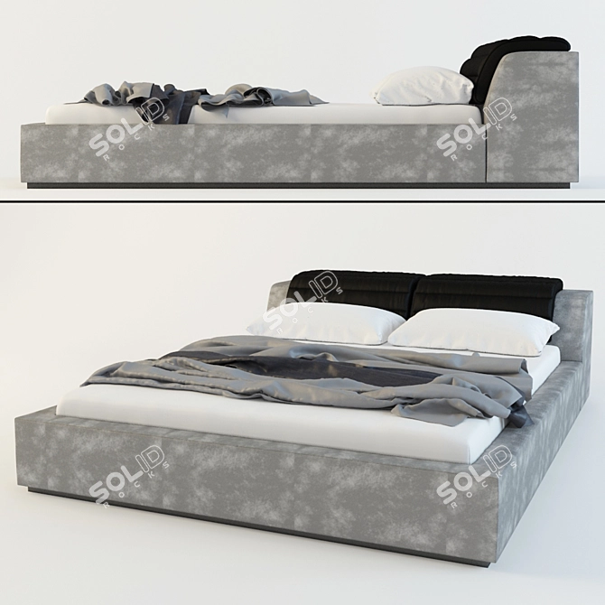 Cozy Rest: Soft Headrest Bed 3D model image 1