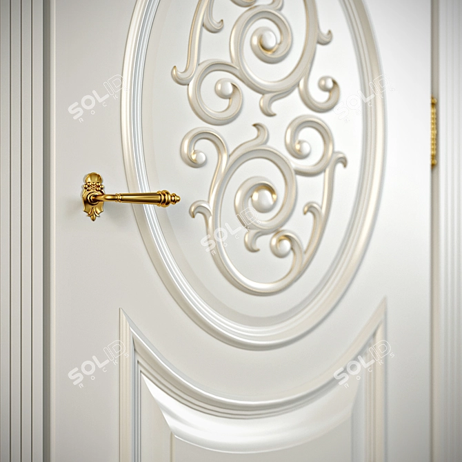 Elegant Meranti Door 3D model image 2