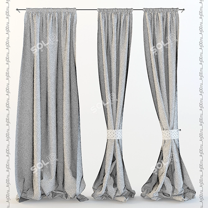 Versatile Three-Position Curtains 3D model image 2