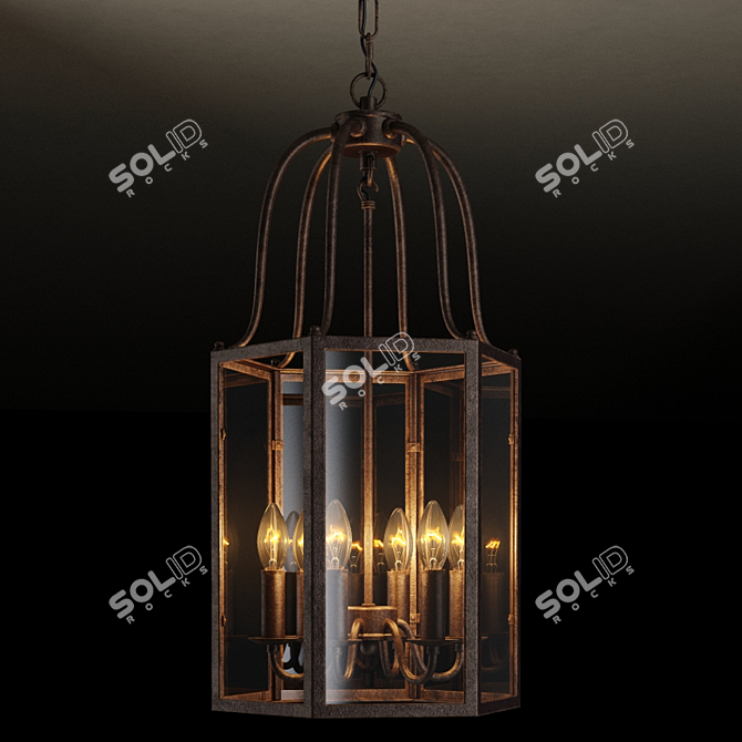 Elegant Lantern Chandelier - GRAMERCY HOME 3D model image 1