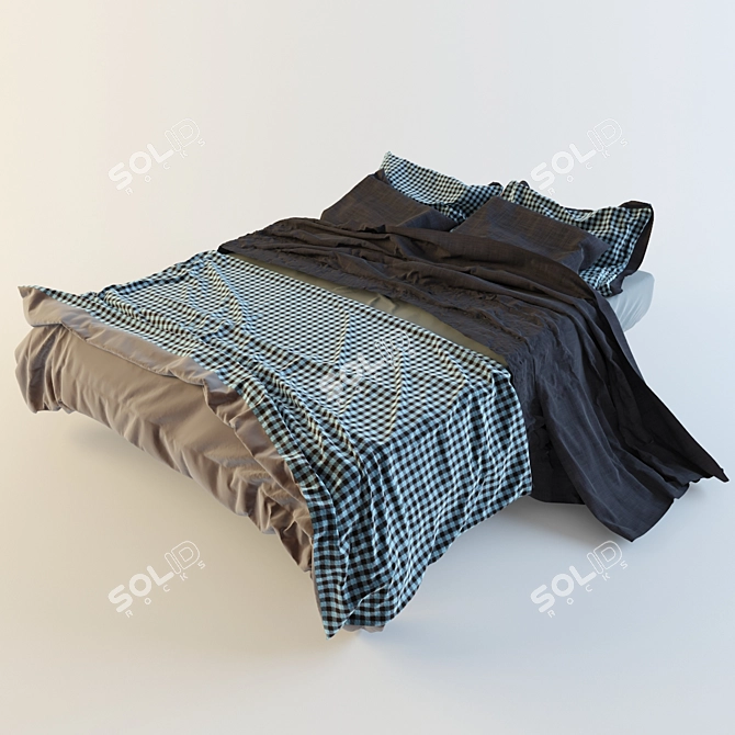 Cage Gray Linen Bedding 3D model image 1