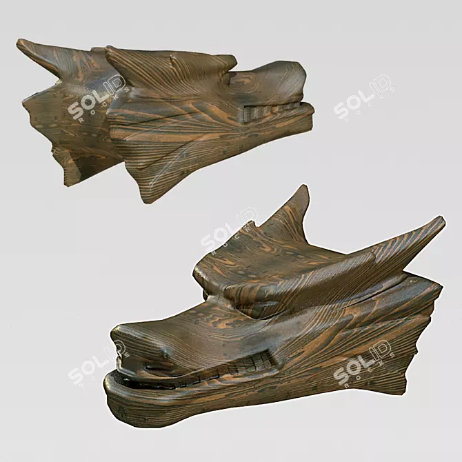 Dragonsbane: Wooden Dragon Head 3D model image 1