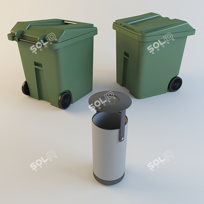 TurboSmooth Trash Bin 3D model image 1