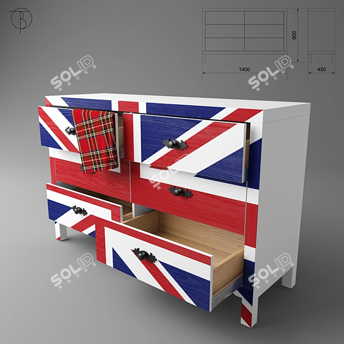 British Flag Dresser 3D model image 2