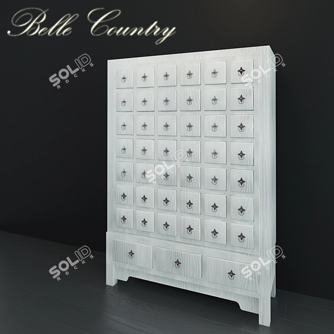 Elegant 45-Drawer White Chest 3D model image 1