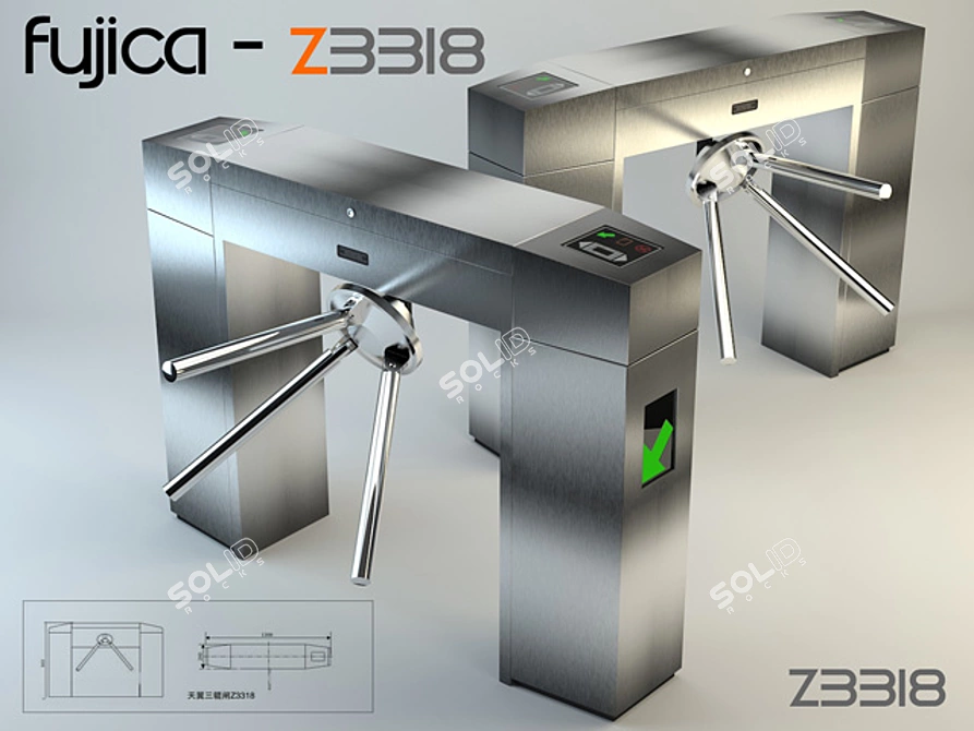 Fujica-Z3318 Entrance Barrier Gate: Secure Access Control 3D model image 1