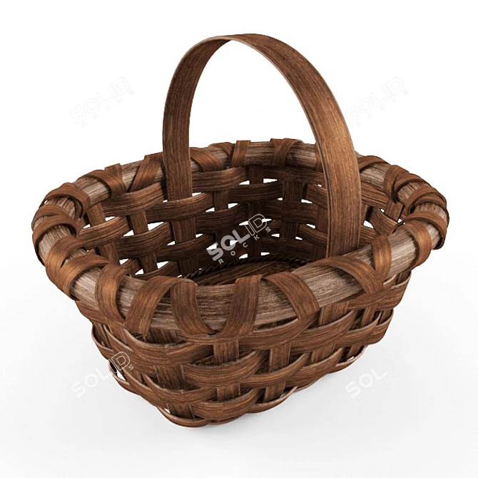 Stylish Wicker Basket 3D model image 1