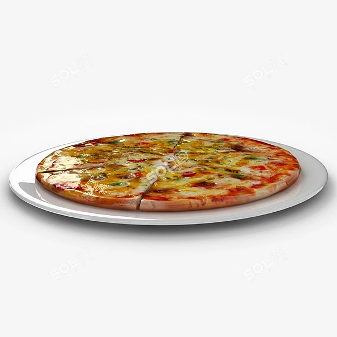 Delicious Pizza 3D Model 3D model image 2