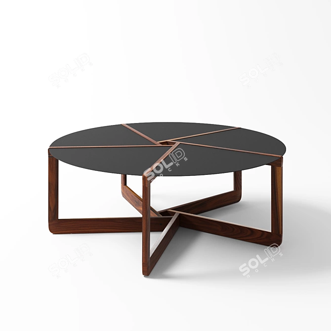 Modern Minimalist Steel & Walnut Coffee Table 3D model image 1