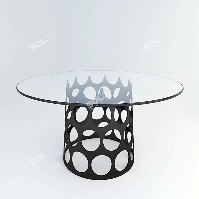 Elegant Round Glass Dining Table 3D model image 1