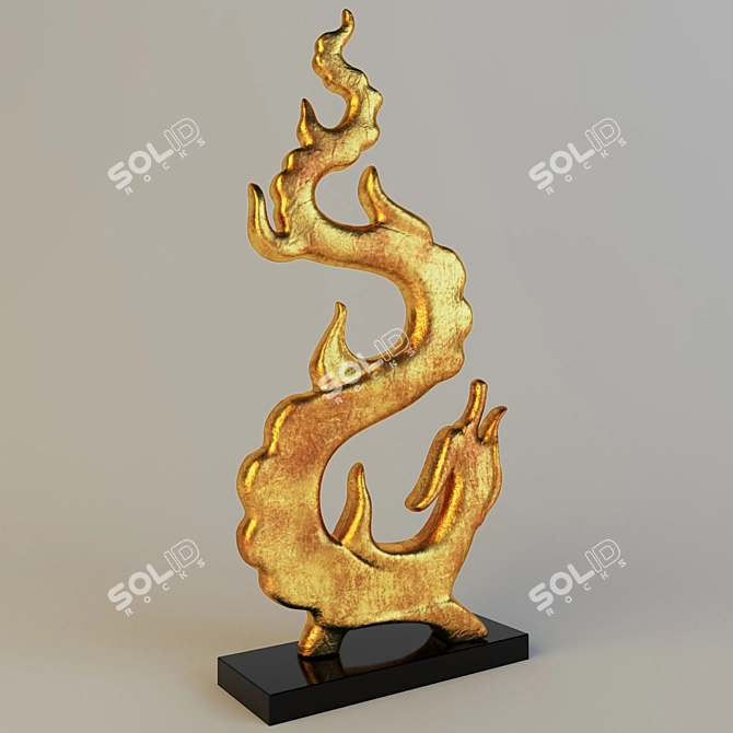 Golden Dragon Statue 3D model image 1