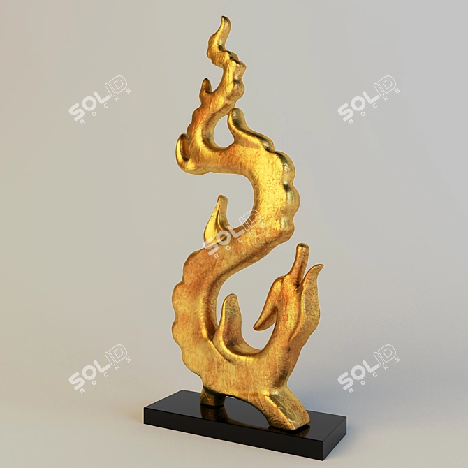 Golden Dragon Statue 3D model image 2