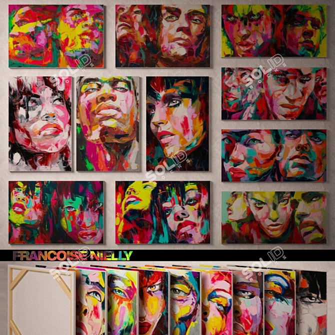 Title: Vivid Profi Art: Francoise Nielly's Colorful Portraits 3D model image 1
