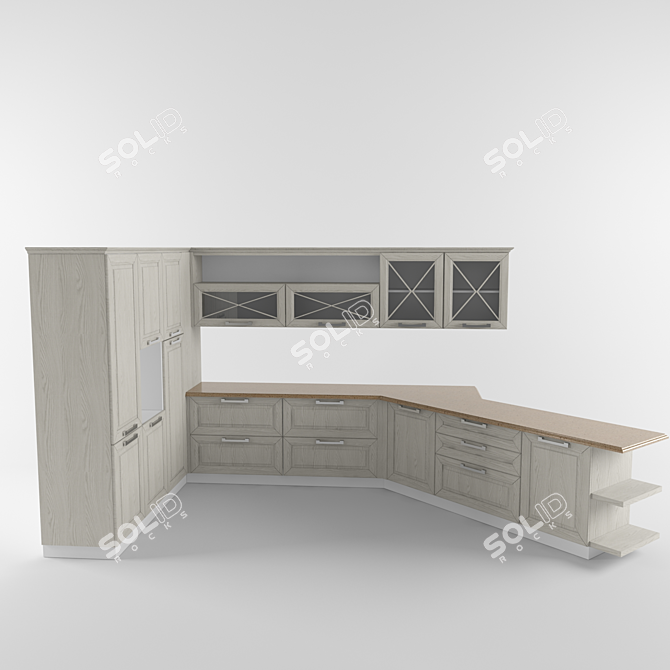 Sleek Modern Kitchen 3D model image 1