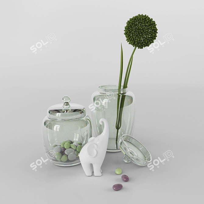 JOLIPA J-line Decor Set - Floral Elephant Candy Containers 3D model image 1