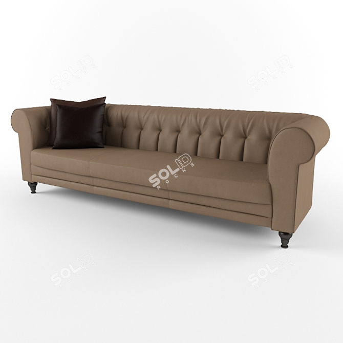 Rustic Charm: Vintage Chester Sofa 3D model image 1