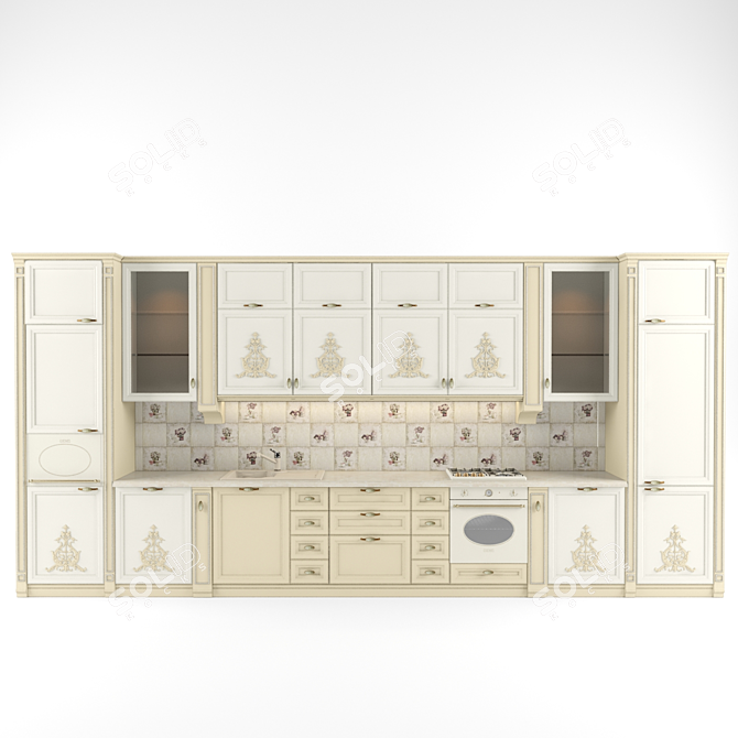 Stylish Kitchen Set 3D model image 1