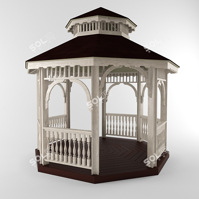 Wooden Gazebo Set (2 pcs) 3D model image 1