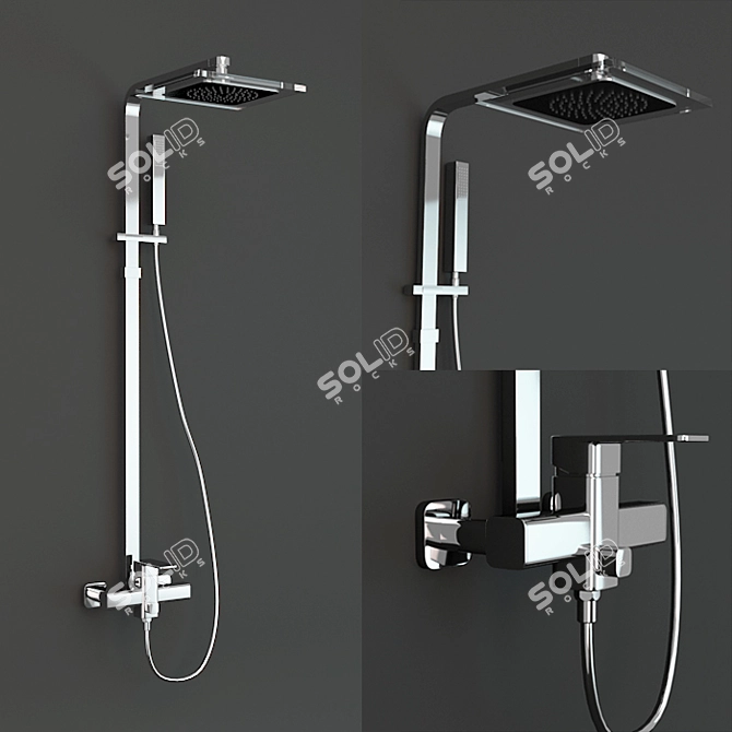 Sleek Slate Shower Set 3D model image 1