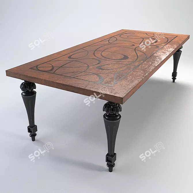 Chelini Marquetry Dining Table 3D model image 1