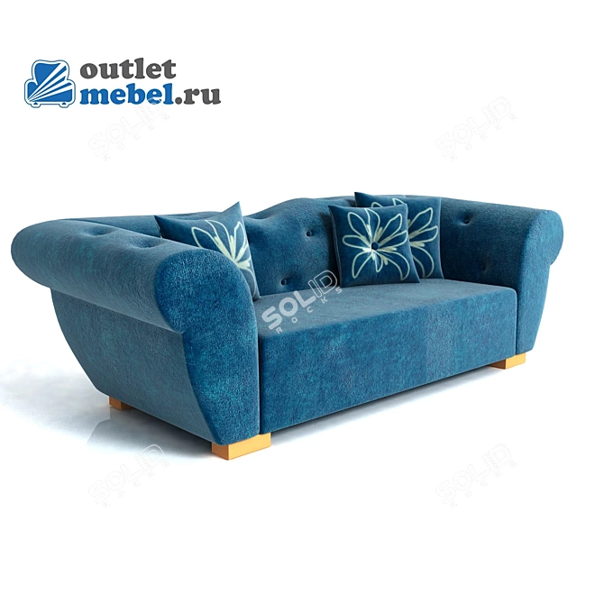 Premium 3-Seater Sofa, Polished Oak Legs 3D model image 1