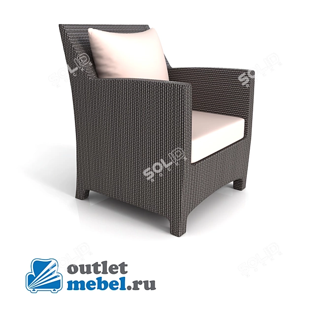 Stylish Synthetic Rattan Chair 3D model image 1