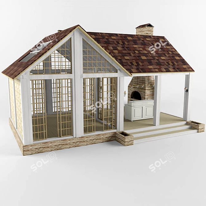 Versatile Gazebo BBQ Pit 3D model image 1