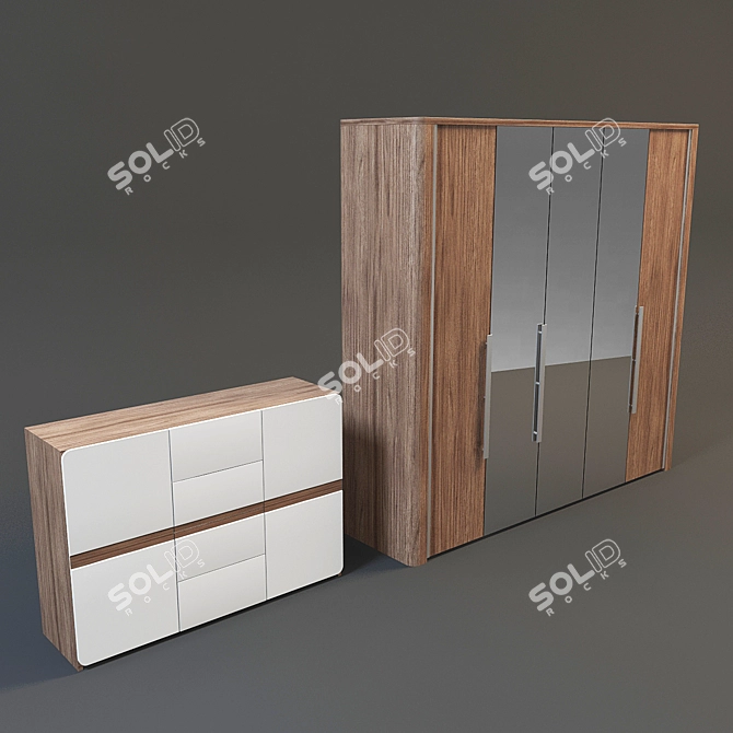 Selene Dresser & Closet Set 3D model image 1
