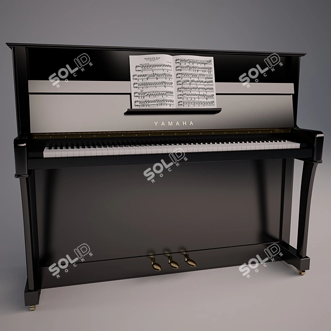 Elegant Yamaha B3 Upright Piano 3D model image 1