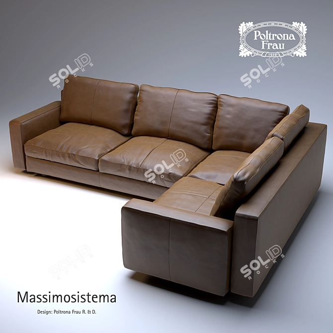 Luxury Leather Corner Sofa: Poltrona Frau Massimosistema 3D model image 1