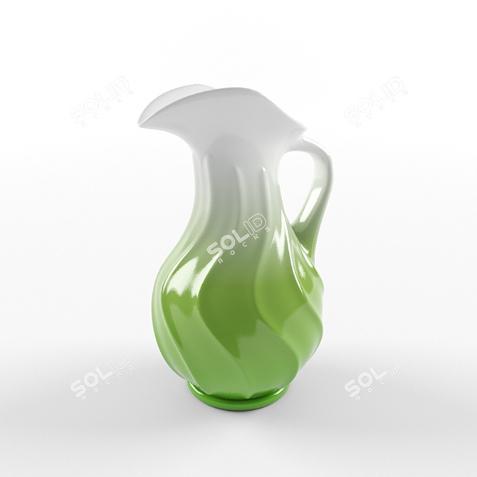 Elegant Green-White Vase 3D model image 1