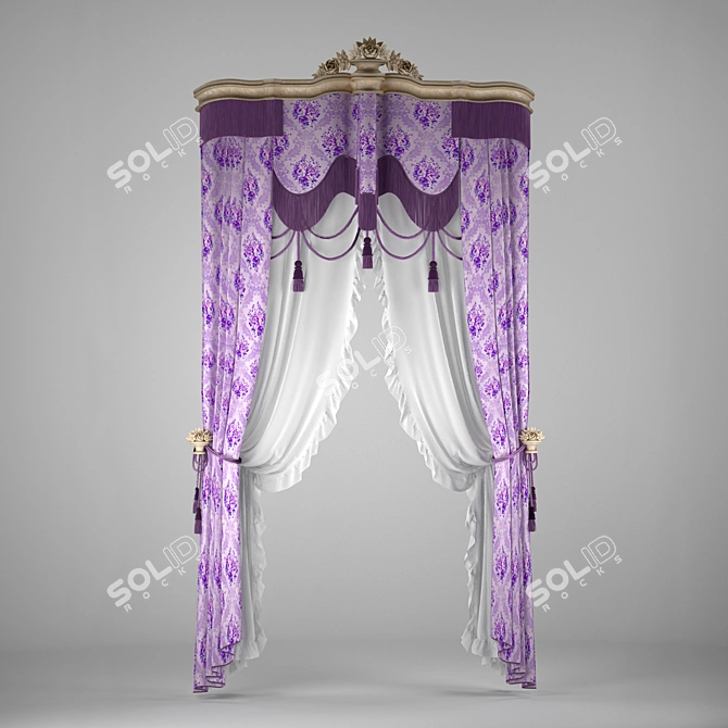 Classic Fringed Curtain 3D model image 1