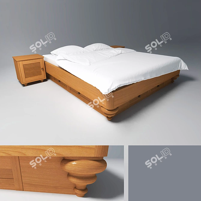 Custom Design Bed | DWG, MAX, FBX Formats 3D model image 1
