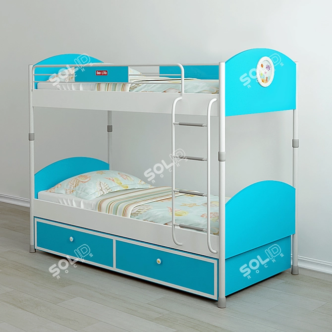 Ocean Bunk Bed: Sleek and Stylish 3D model image 1