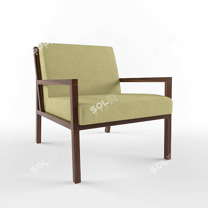 Wooden Frame Lounge Chair 3D model image 1