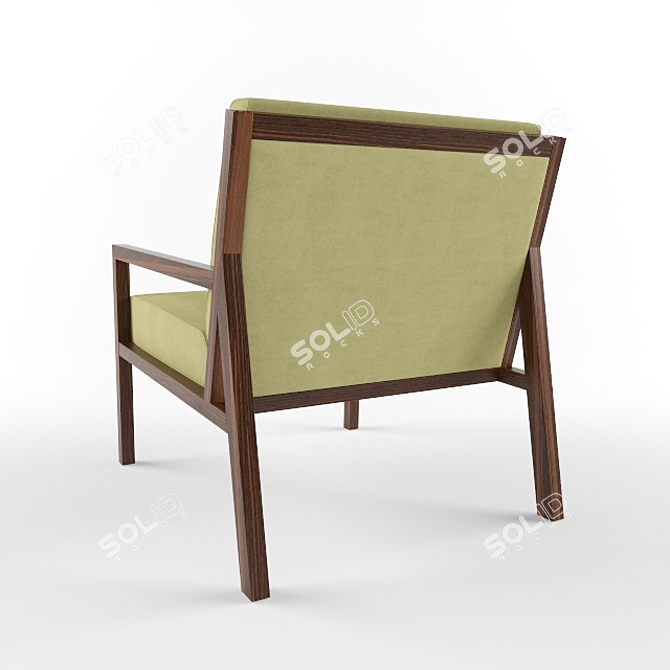 Wooden Frame Lounge Chair 3D model image 2