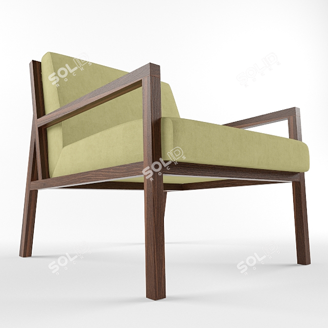 Wooden Frame Lounge Chair 3D model image 3