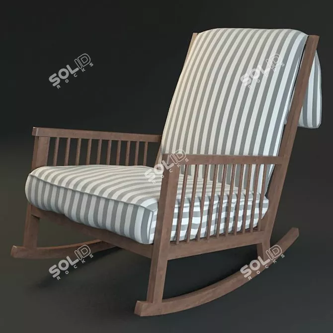 Vintage Wooden Rocking Chair 3D model image 1