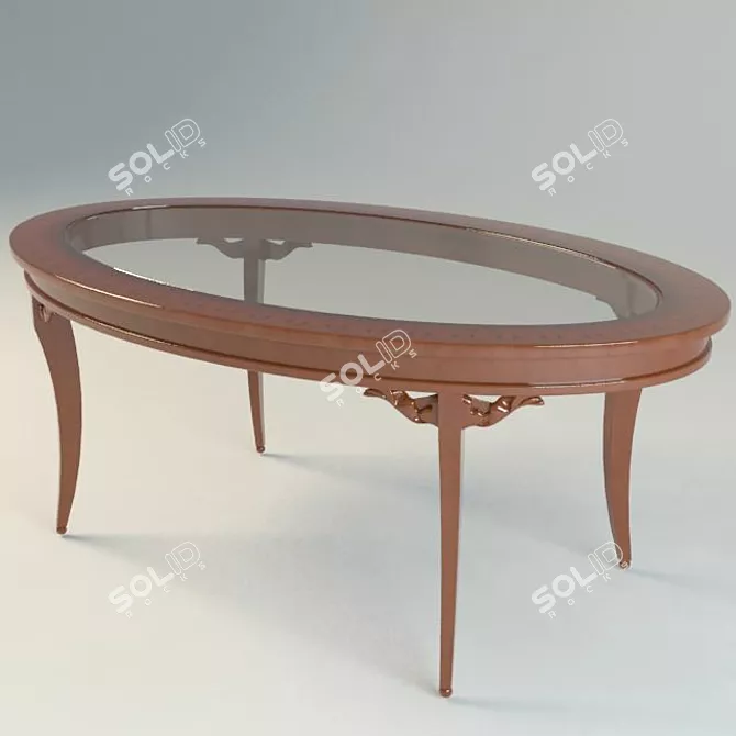 Elegant Oval Glass Table 3D model image 1