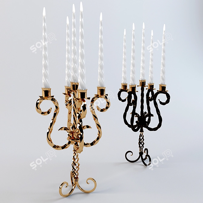 Hand-forged Candlestick 3D model image 1