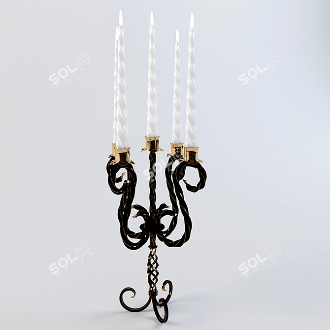 Hand-forged Candlestick 3D model image 3