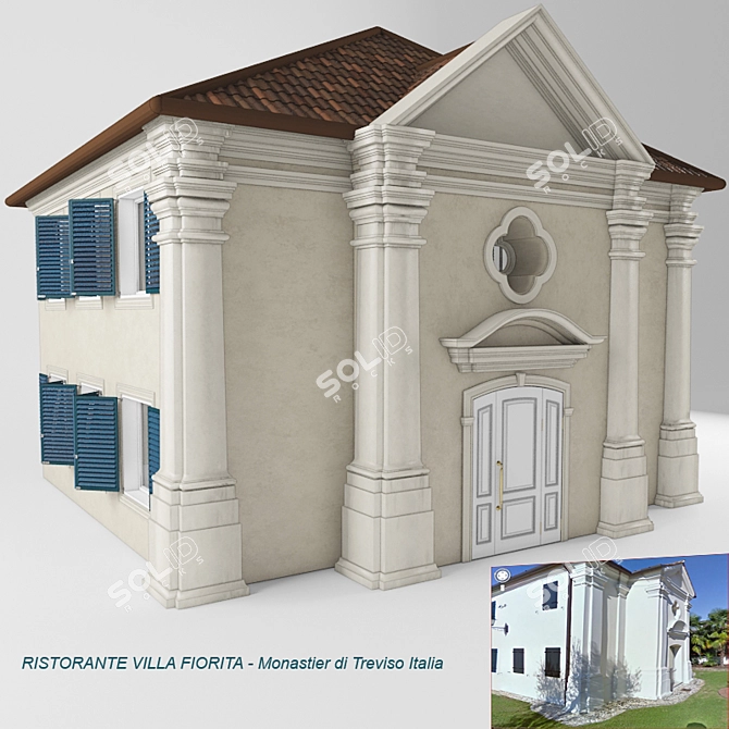 Villa Fiorita Hotel-Restaurant: Customizable Building Model 3D model image 1