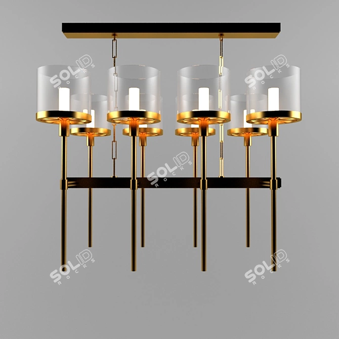 Rustic Metal Glass Industrial Lamp 3D model image 1