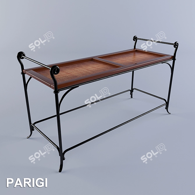 Elegant Parigi 8 Wrought Iron Bench 3D model image 1