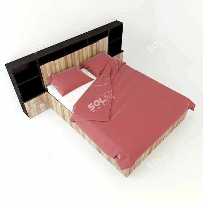 Textured Double Bed 3D model image 2