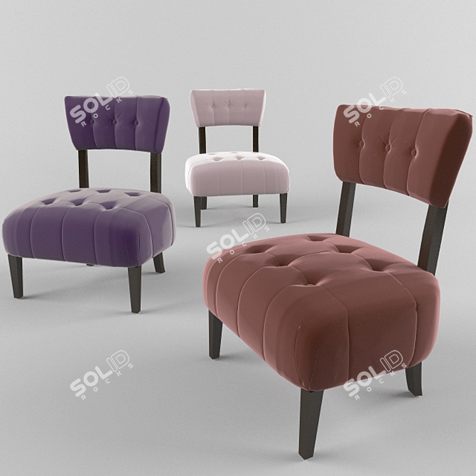 Elegant Violet Velvet Armchair 3D model image 1